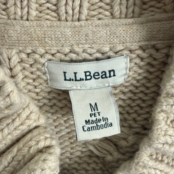 L. L. Bean Cable Knit 100% Cotton Cardigan Sweater - Picture 3 of 5